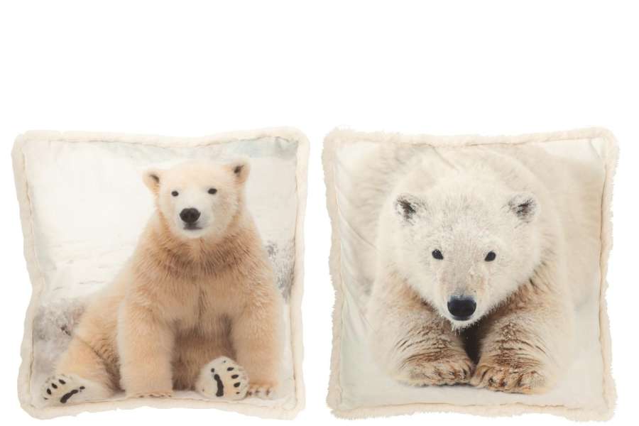CUSHION POLAR BEAR POLYESTER OFF-WHITE/BEIGE LARGE ASSORTMENT OF 2