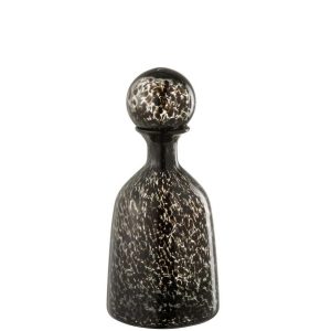 BOTTLE+PLUG DOT DECORATIVE LOW GLASS BLACK SMALL