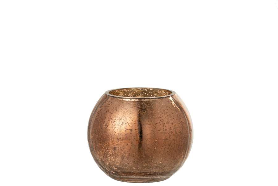 HURRICANE LIGHT BALL CRAQUELURE GLASS PEARL EFFECT BROWN SMALL