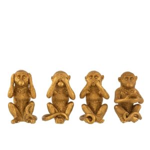 MONKEY SEE/HEAR/SPEAK NO EVIL/MOBILE POLY GOLD ASSORTMENT OF 4