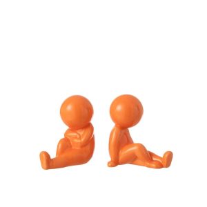 SET OF 2 BOOKEND MARCEL STONEWARE DARK ORANGE