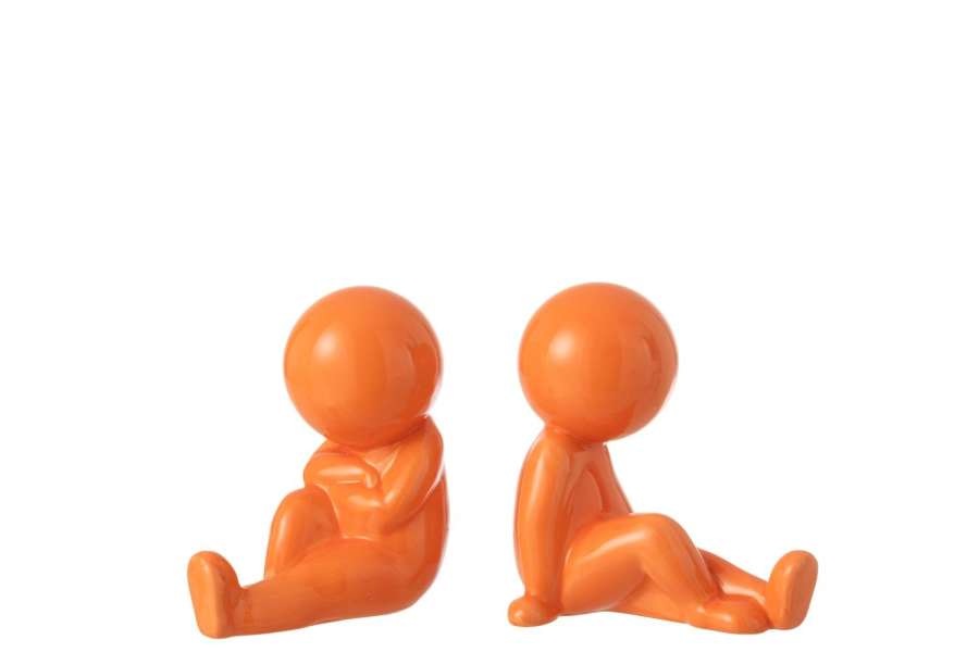 SET OF 2 BOOKEND MARCEL STONEWARE DARK ORANGE