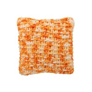 CUSHION KNITTED POLYESTER ORANGE/WHITE