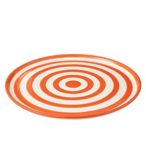 PLATE GRANADA STRIPES CERAMIC WHITE/ORANGE