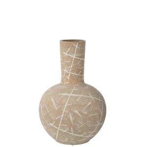 VASE DUNE GLOBE STONEWARE BEIGE/WHITE
