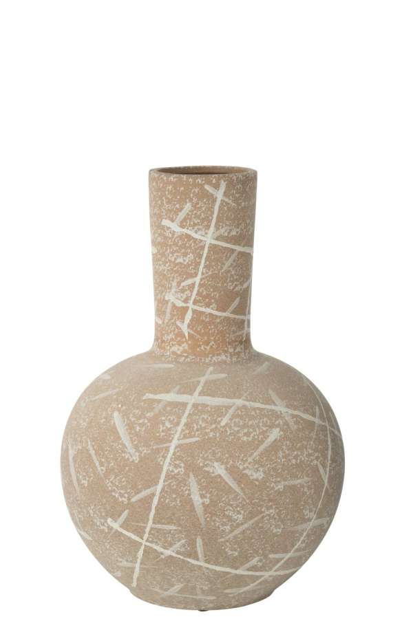 VASE DUNE GLOBE STONEWARE BEIGE/WHITE