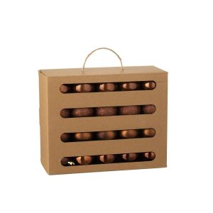 BOX OF 40 CHRISTMAS BAUBLE PLASTIC DARK BROWN