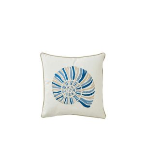 CUSHION SHELL COTTON WHITE/BLUE