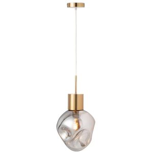 HANGING LAMP GOLD METAL/GLASS GREY