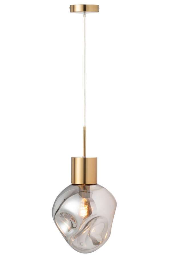 HANGING LAMP GOLD METAL/GLASS GREY