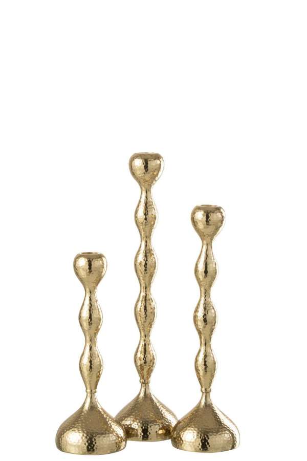 SET OF 3 CANDLEHOLDERS BORNE ALUMINIUM GOLD