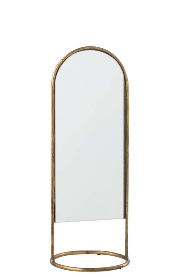 MIRROR ON FOOT DAISY IRON/GLASS GOLD