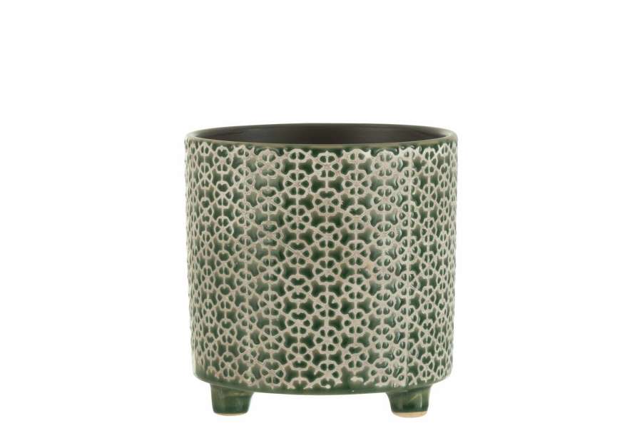 FLOWERPOT FLOWER CERAMIC GREEN LARGE