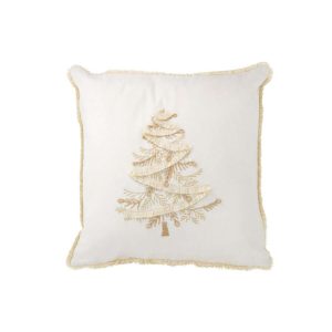 CUSHION TREE TEXTILE WHITE/GOLD