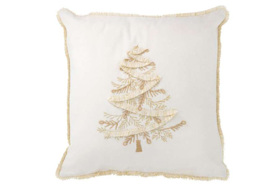 CUSHION TREE TEXTILE WHITE/GOLD