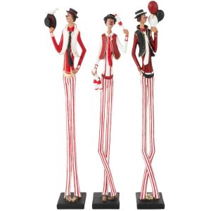 SET OF 3 CLOWN GIANT POLYRESIN MULTICOLORED LARGE