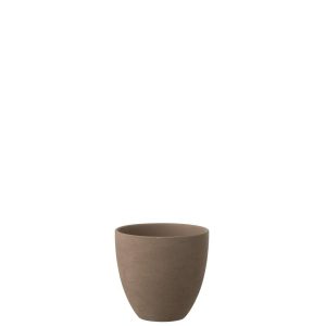 FLOWERPOT ROUND POTTERY TAUPE MEDIUM