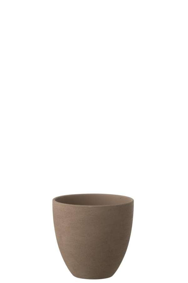 FLOWERPOT ROUND POTTERY TAUPE MEDIUM