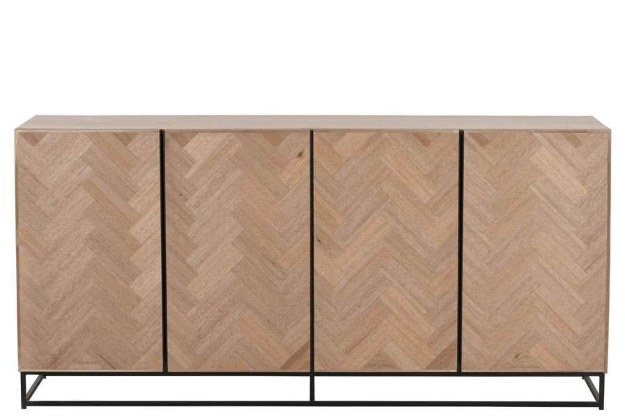 DRESSER 4 DOORS ZIGZAG WOOD/METAL NATURAL/BLACK