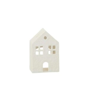 TEALIGHT HOLDER HOUSE ALUMINIUM WHITE