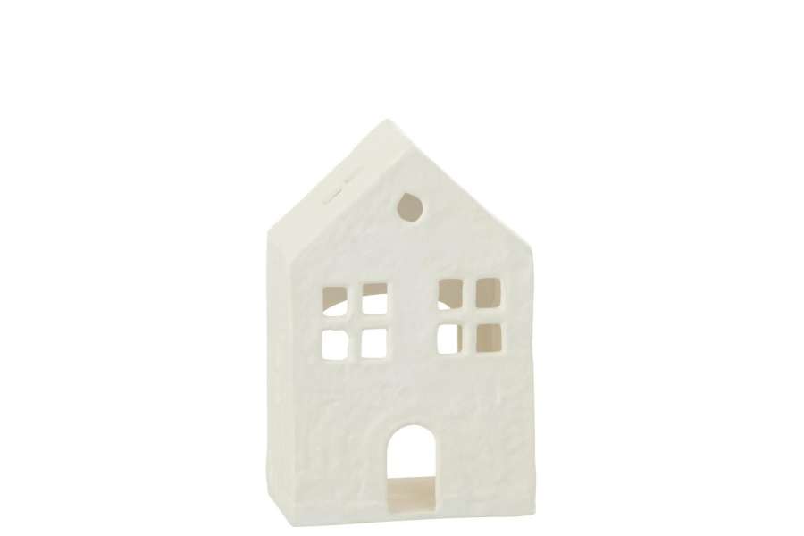 TEALIGHT HOLDER HOUSE ALUMINIUM WHITE