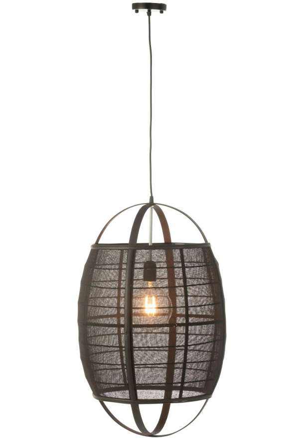 HANGING LAMP ION LINEN/BAMBOO BLACK LARGE