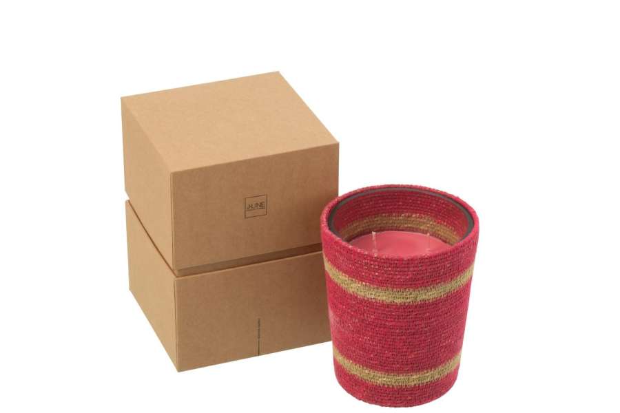 SCENTED CANDLE BASKET WAX FUCHSIA MEDIUM-55HOURS