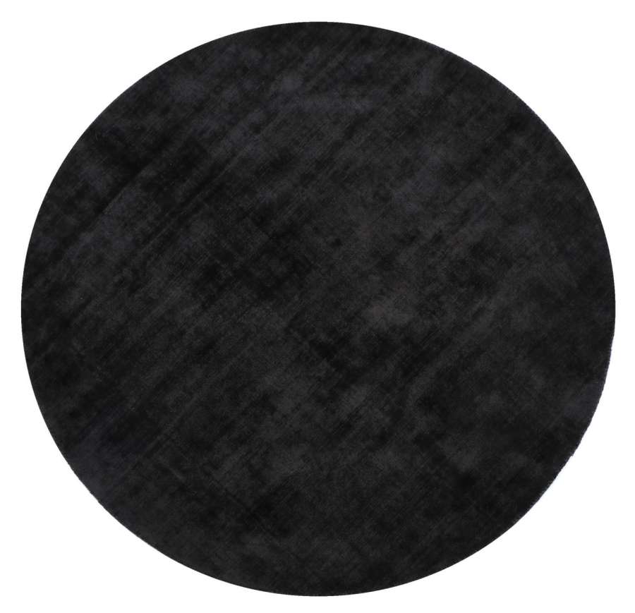 CARPET ROUND HANDMADE VISCOSE BLACK