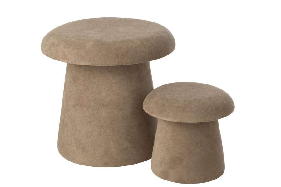 SET OF 2 STOOL MUSHROOM MDF GREIGE