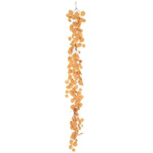 GARLAND LEAVES+GLITTERS POLYESTER RUST BROWN