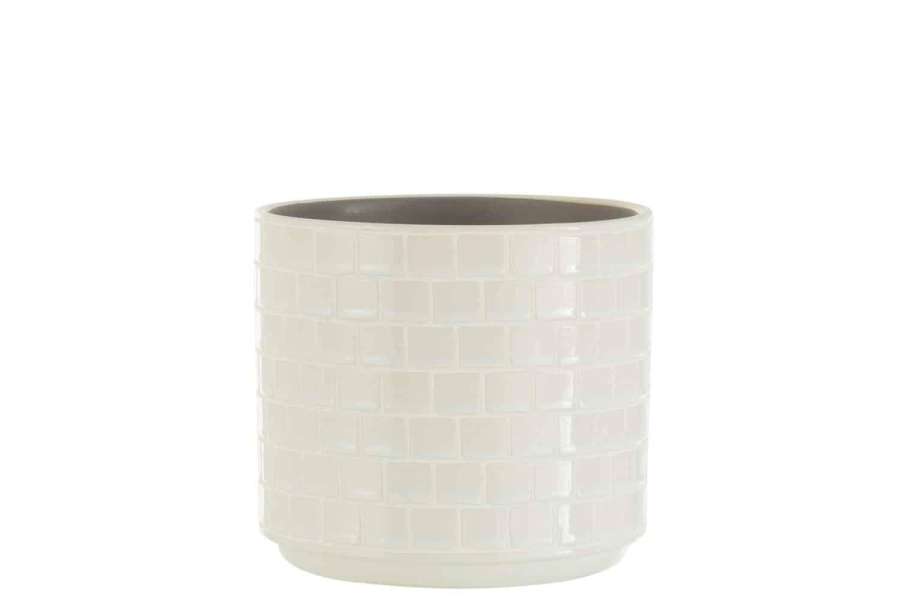 FLOWERPOT SHINY SQUARE CERAMIC WHITE LARGE