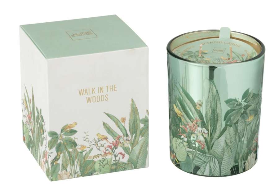 SCENTED CANDLE WALK IN THE WOODS WAX GREEN LARGE-55HOURS