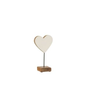 HEART ON STAND MANGO WOOD WHITE SMALL