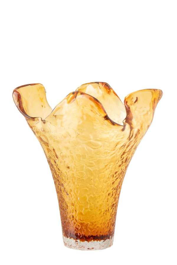 VASE IRREGULAR GLASS CARAMEL LARGE