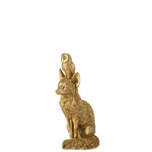 FOX+OWL POLYRESIN GOLD COLORED