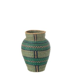 VASE CÉCILE STRIPES SEAGRASS AZURE/DARK BLUE