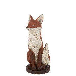 FOX ON BASE SITTING POLYRESIN RUST BROWN/WHITE