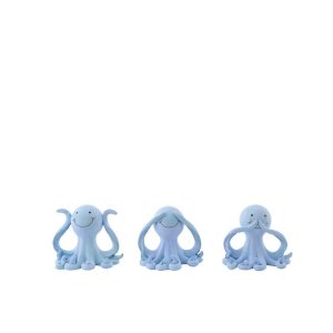 OCTOPUS SEE/HEAR/SPEAK POLYRESIN LIGHT BLUE SMALL ASSORTMENT OF 3