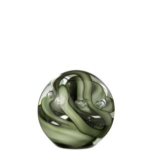 PAPERWEIGHT TORNADO ROUND GLASS TRANSPARENT/BROWN LARGE