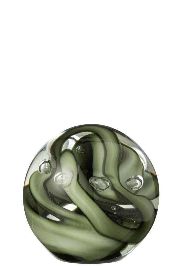 PAPERWEIGHT TORNADO ROUND GLASS TRANSPARENT/BROWN LARGE