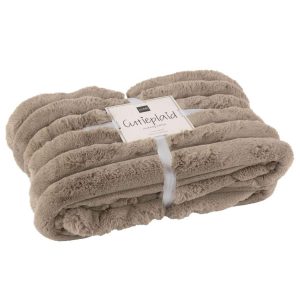 PLAID LARGE CORDUROY POLYESTER TAUPE