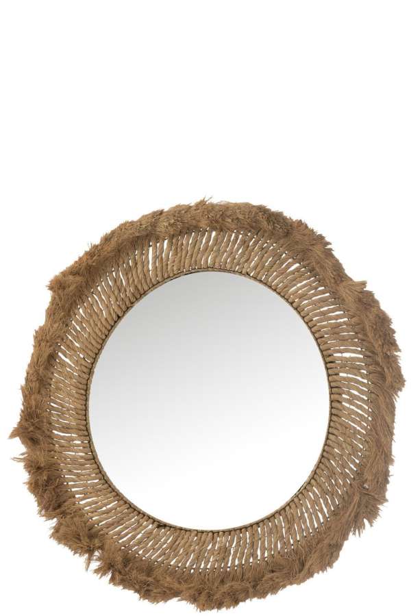 MIRROR ROUND BRAIDED GRASS NATURAL LARGE