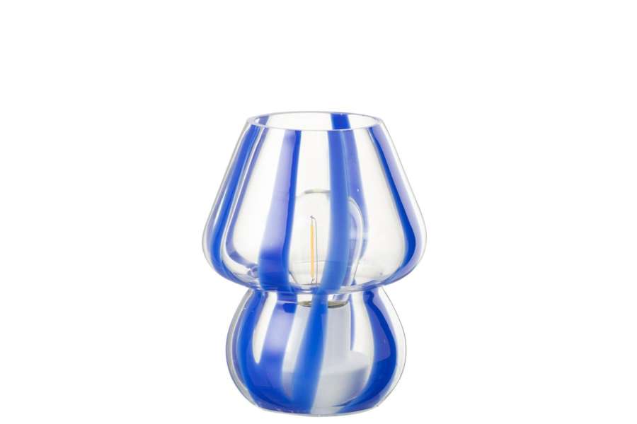 TABLE LAMP STRIPES GLASS TRANSPARENT/BLUE SMALL