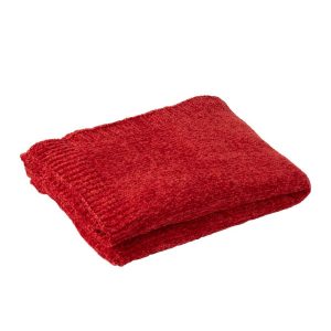 BLANKET CHENILLE POLYESTER CHRISTMAS RED