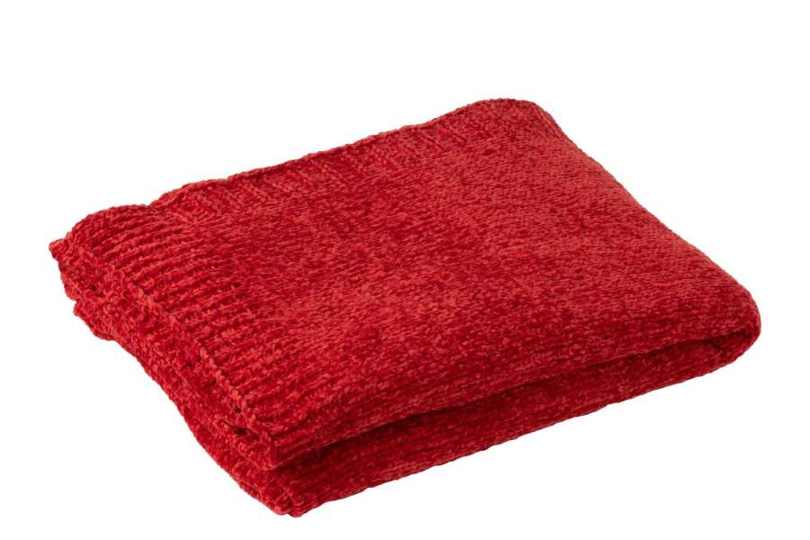 BLANKET CHENILLE POLYESTER CHRISTMAS RED