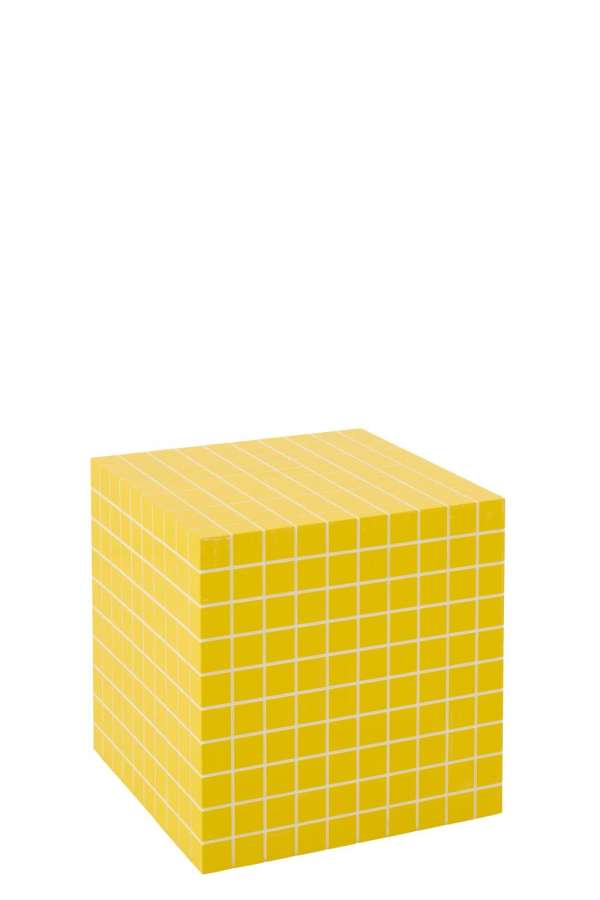 SIDE TABLE CUBE CHECKERED MDF YELLOW/WHITE