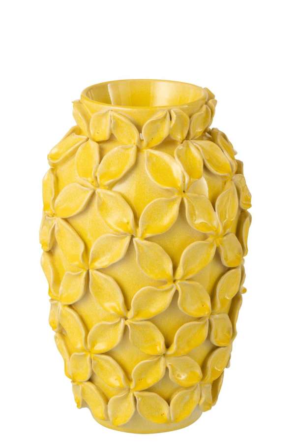 VASE FLOWER CLAY YELLOW LARGE