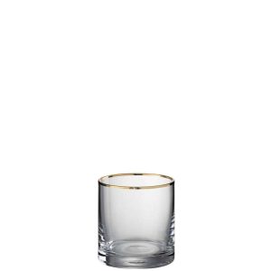 DRINKING GLASS RIM CYLINDER GLASS TRANSPARENT/GOLD