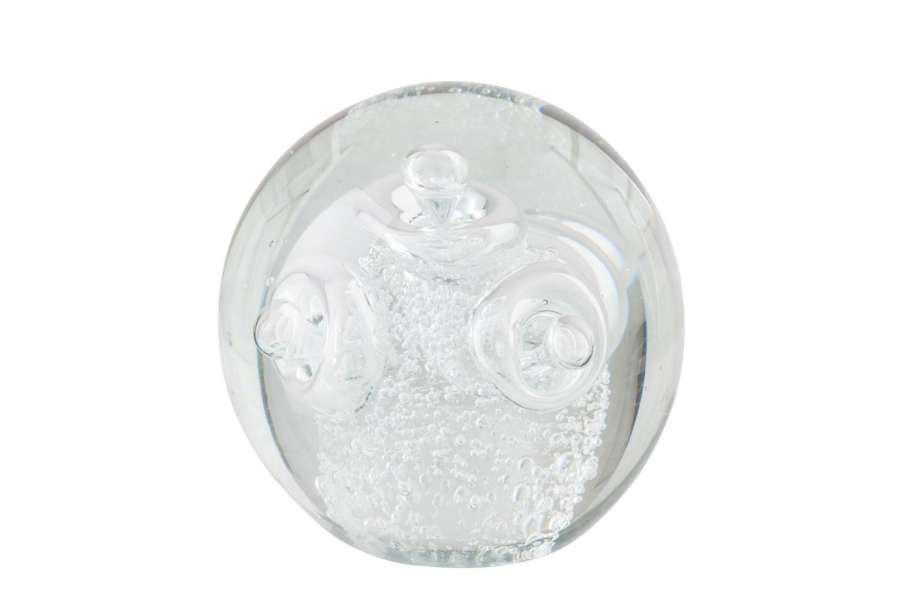 PAPERWEIGHT RINGS BALL GLASS TRANSPARENT LARGE