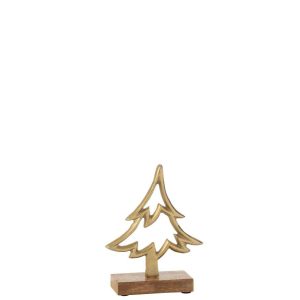 PINE TREE ON BASE ALUMINIUM/WOOD GOLD SMALL